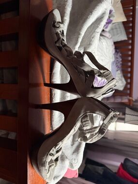 Cole Haan Taupe Strappy Stiletto Heels